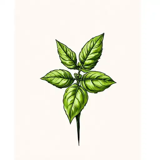 basil plant dense tattoo design idea
