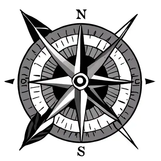 compass and arrow geometric  tattoo design idea