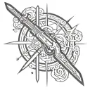 celestial body with gun and sword  tattoo design idea