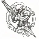 celestial body with gun and sword  tattoo design idea