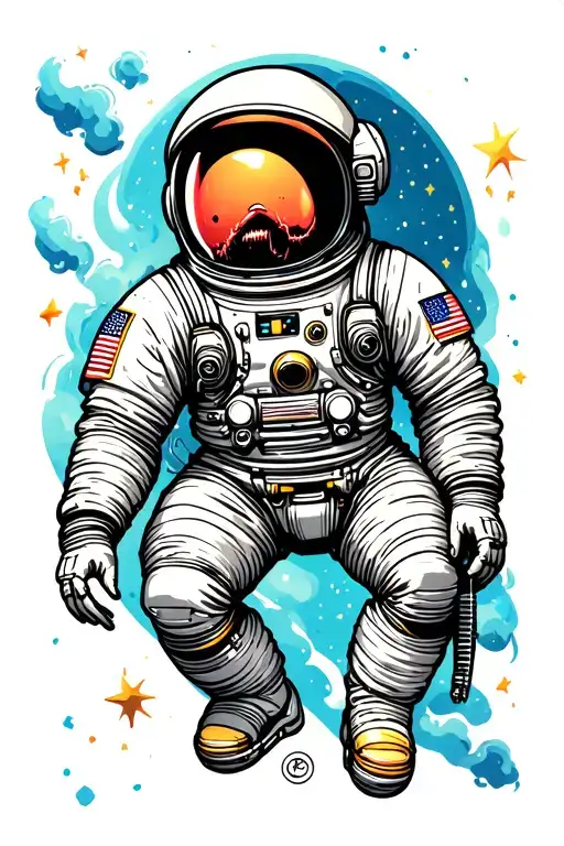 lovecraft horror astronaut floating in space tattoo design idea