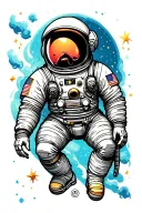 lovecraft horror astronaut floating in space tattoo design idea