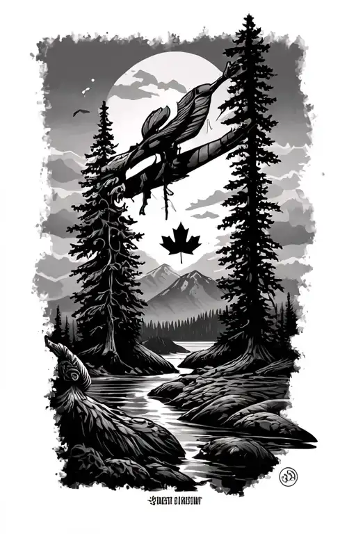 Represt canada outdoors arm sleeve tattoo design idea