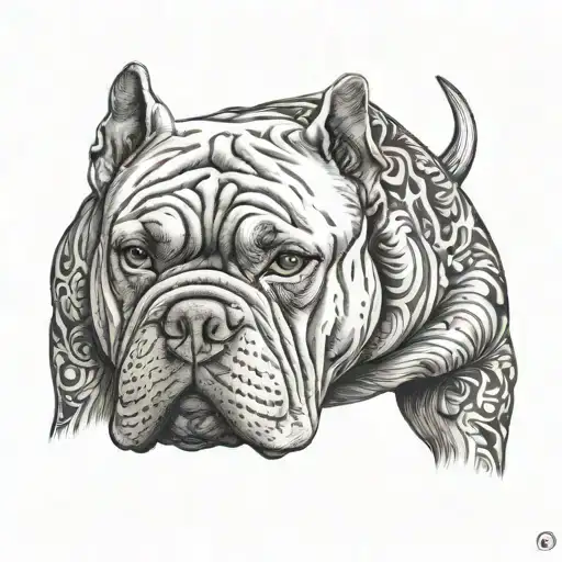 american bully dog tattoo design idea