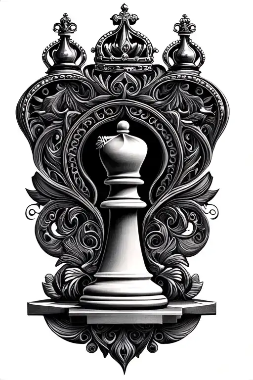 Chess king filigree background tattoo design idea