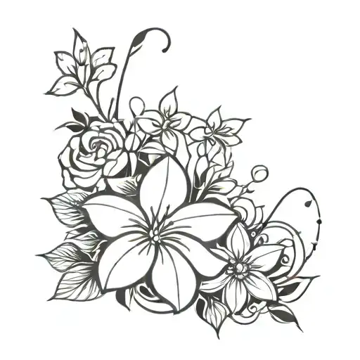 birthday month flowers intertwined tattoo design idea