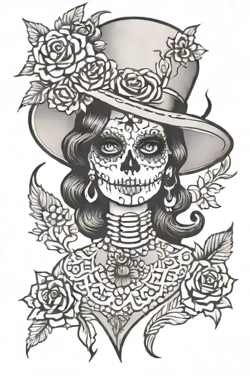 la catrina girl wich face tattoo tattoo design idea