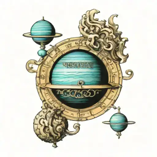 the planet Neptune with its four rings in the shape of a musical score tattoo design idea