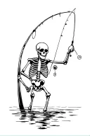 fishing skeleton funny tattoo design idea