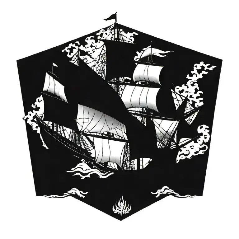 boat 18th century tattoo design idea
