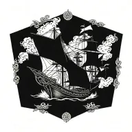 boat 18th century tattoo design idea