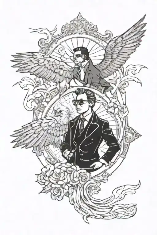good omens aziraohale and Crowley tattoo design idea