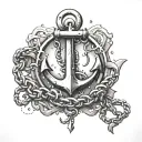 An anchor with a broken chain, representing strength and freedom from past struggles tattoo design idea