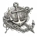 An anchor with a broken chain, representing strength and freedom from past struggles tattoo design idea