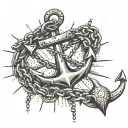 An anchor with a broken chain, representing strength and freedom from past struggles tattoo design idea