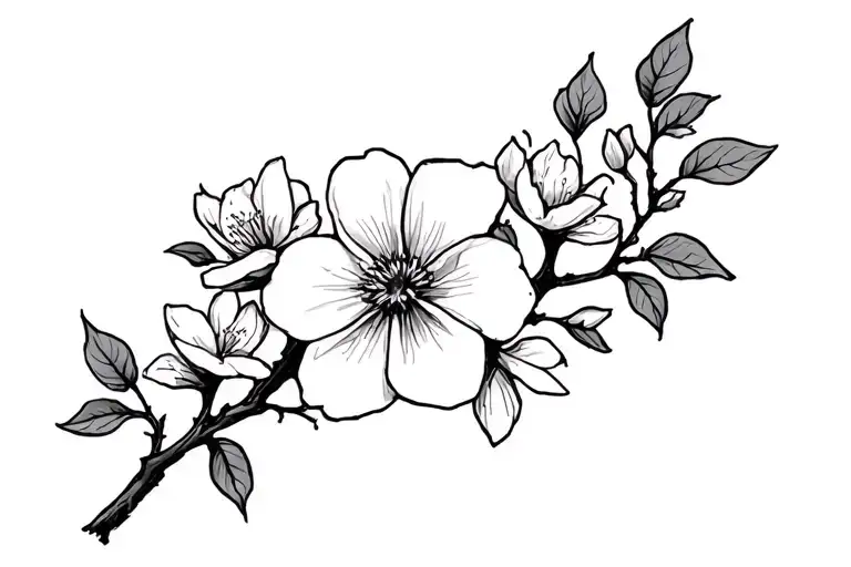 dogwood flowers and branches tattoo design idea