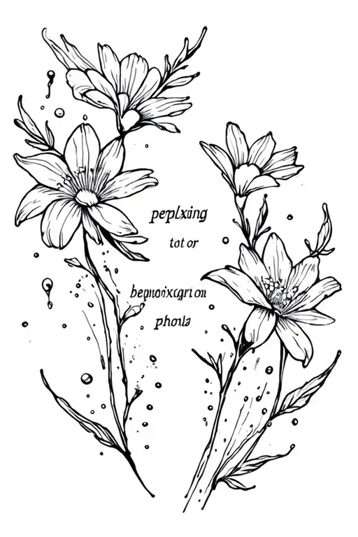 oil spill and flowers with the word 'perplexing' tattoo design idea
