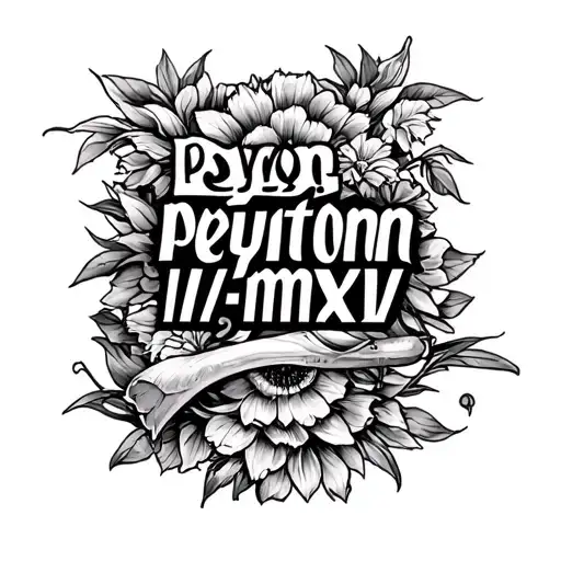 "Peyton - II.V.MMXXV" simple times new roman of text listed below tattoo design idea