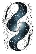 gemini aquarius constellation merging tattoo design idea