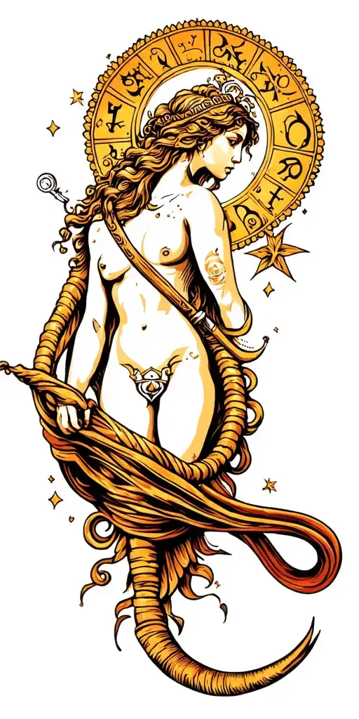 Zodiac Aquarius tattoo design idea