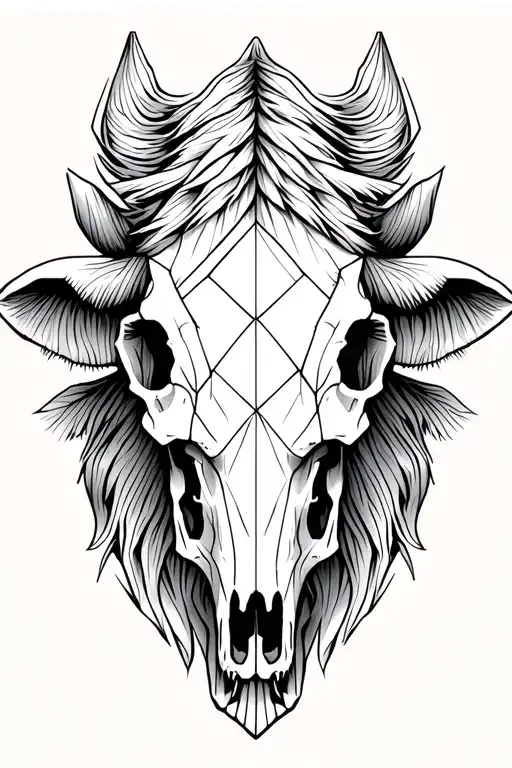 Highland Cow skull tattoo design idea