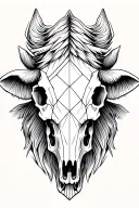Highland Cow skull tattoo design idea