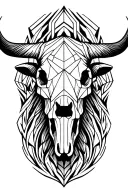 Highland Cow skull tattoo design idea