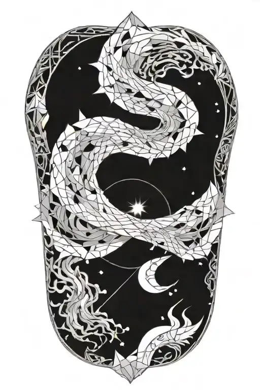 heaven opening her coat to reveal hidden galaxies tattoo design idea