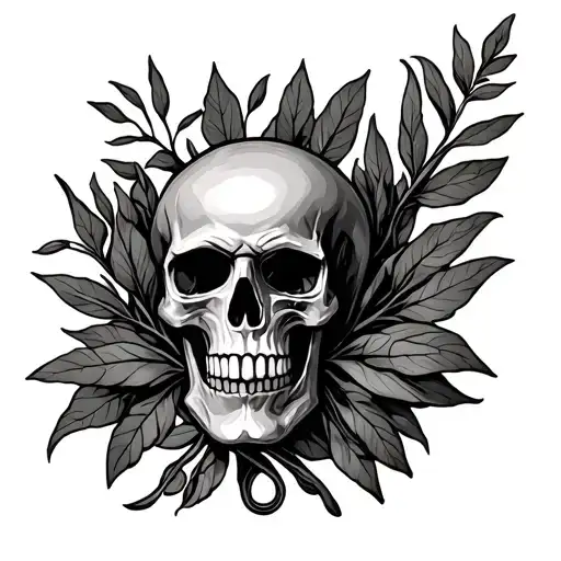 laurel leaf with skull on chest tattoo tattoo design idea