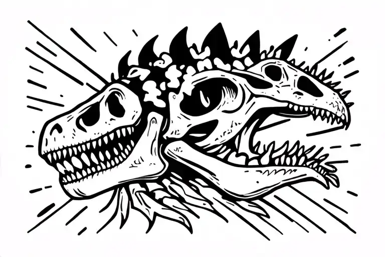 Dinosaur skeleton with nordic tattoo design idea