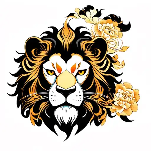 lion face tattoo design idea
