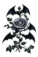 three bats with a dead rose intertwined tattoo design idea
