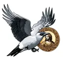 swallow and Saint Christopher medallion tattoo design idea