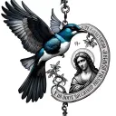 swallow and Saint Christopher medallion tattoo design idea
