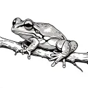 tree frog on tree branch tattoo design idea