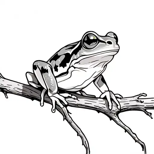 tree frog on tree branch tattoo design idea