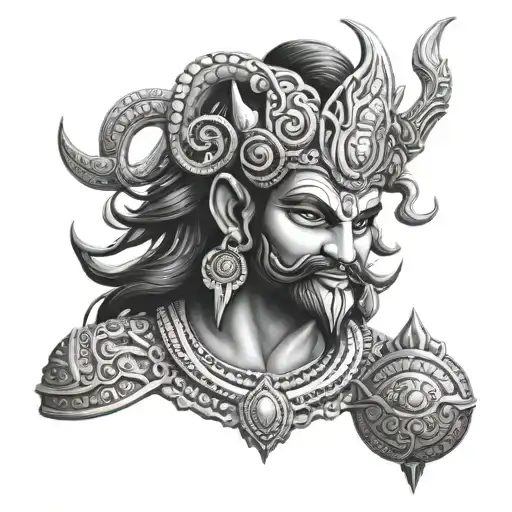 ravana offering head to shiva tattoo design idea