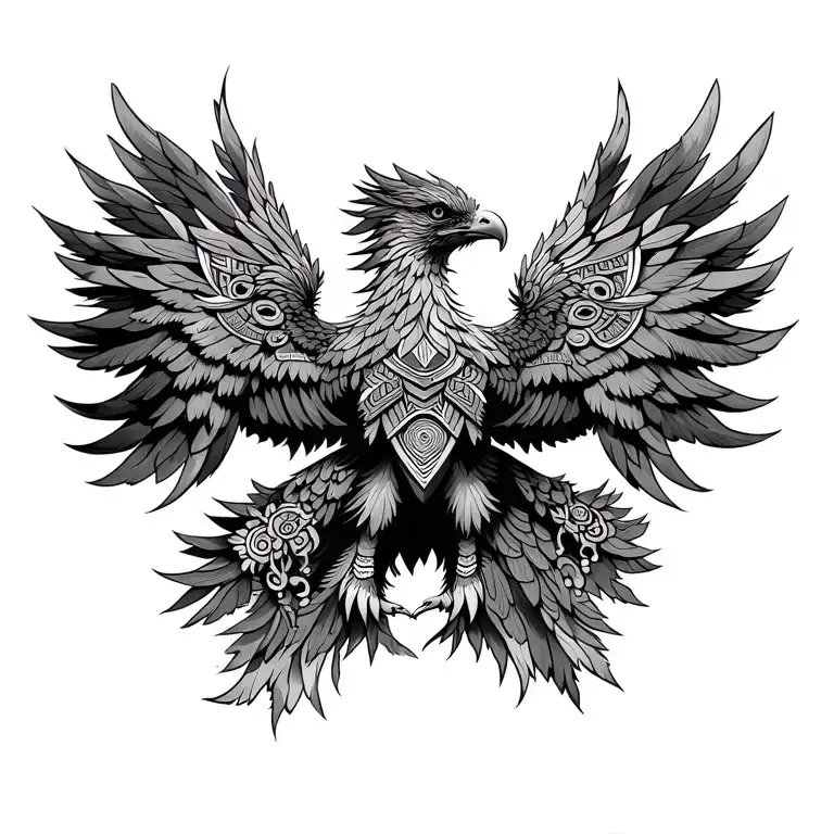 Aztec phoenix rising tattoo design idea