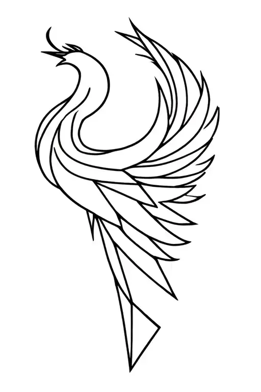 geometric phoenix bird tattoo design idea