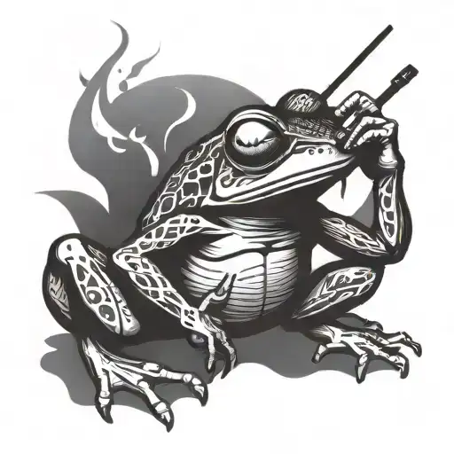 ninja frog smoking tattoo design idea