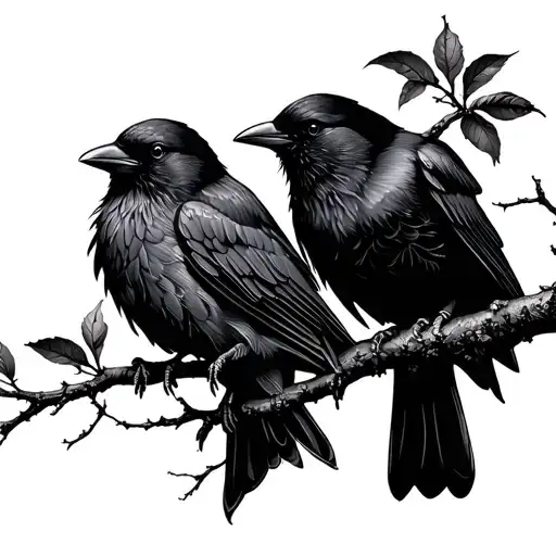 Cherry tree crows tattoo design idea