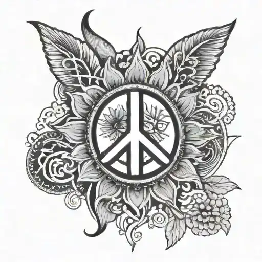 piscessign and sudarshan chakra peace sign tattoo design idea
