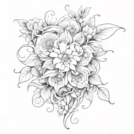 July, August, January, September borth floqer tattoo design idea