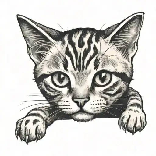 funny simple little cat tattoo design idea