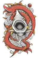lemon shark surrounding anchor tattoo design idea