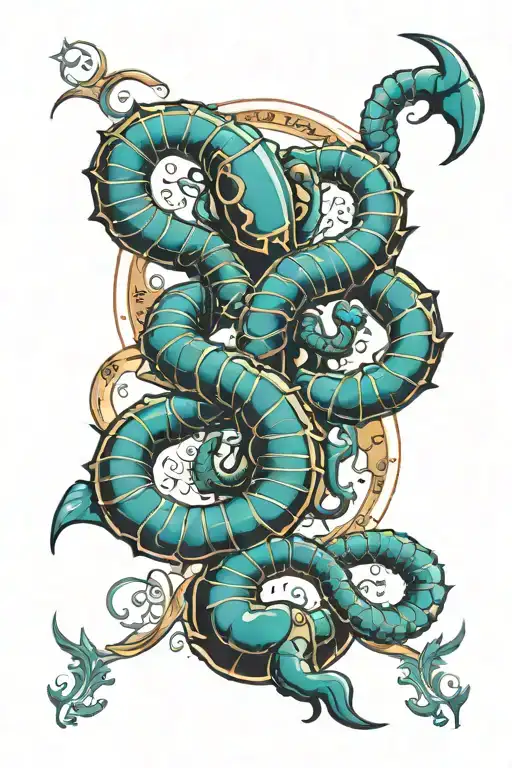 scorpio and aquarius zodiac sign tattoo design idea