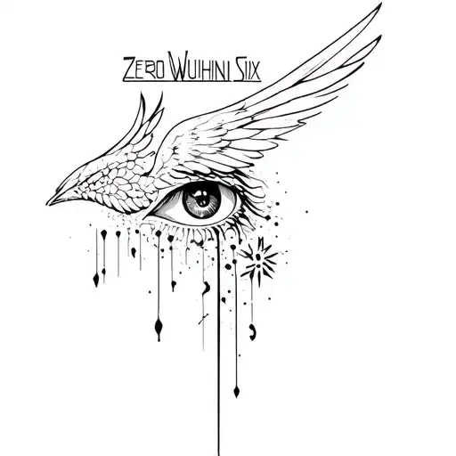 "Zero Wuhn Six" Zero One Six winged eye tattoo design idea