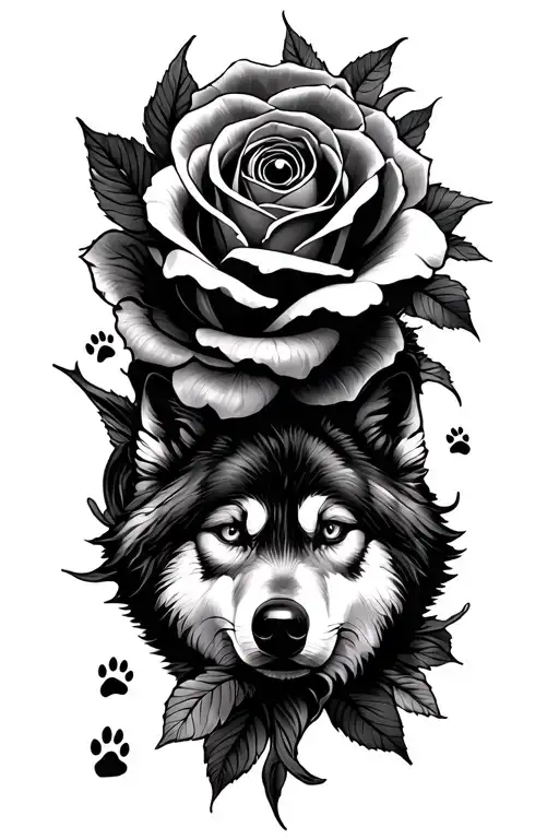 eyeball, roses, wolf, paw print,koi fish swimming tattoo design idea