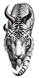ox and tiger emerging representing imagination tattoo design idea