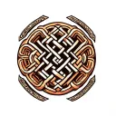 Tibetan endless knot roots surrounded tattoo design idea
